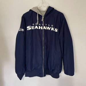 NFL Seattle Seahawks Reversible Navy and Gray Hoodie/Windbreaker